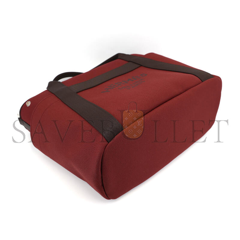 H**mes MASTER SAC DE PANSAGE TOTE BAG 55 IN ROUGE H CANVAS WITH SILVER BUCKLE (48*35*27cm)